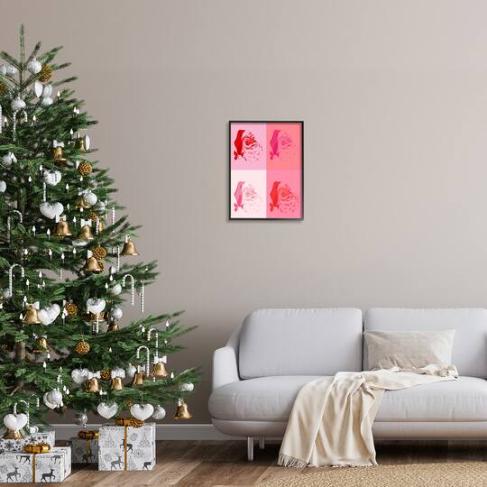 Stupell Industries Pop Style Pink Santa Claus Framed Giclee Art